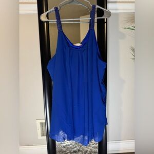Plus Size Women's Flowy Tank with Beaded Strap Detail